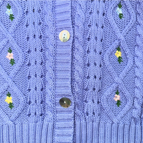 YAS Ditta Embroidered Pointelle Cardigan - Picture 8 of 12